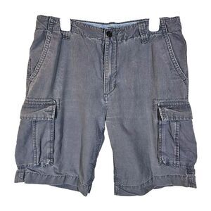 Nautica Cargo Shorts Pockets Distressed Worn Relaxed Comfort Gray  34* (*Tag 32)